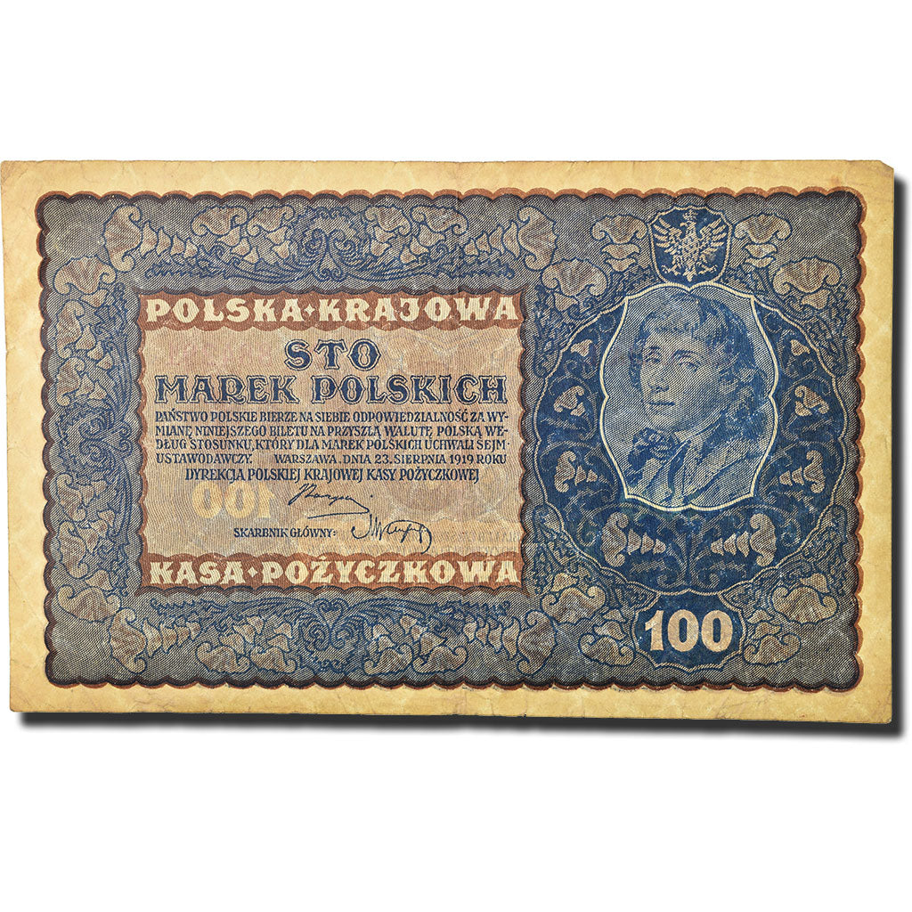 Banknote, Poland, 100 Marek, 1919, 1919-08-23, KM:27, EF(40-45)