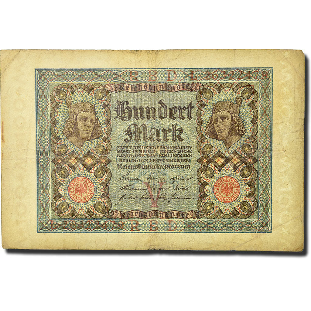 Geldschein, Deutschland, 100 Mark, 1920, 1920-11-01, KM:69b, S+