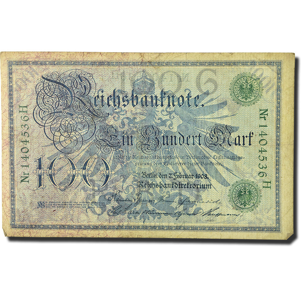 Banknote, Germany, 100 Mark, 1908, 1908-02-07, KM:34, VF(20-25)
