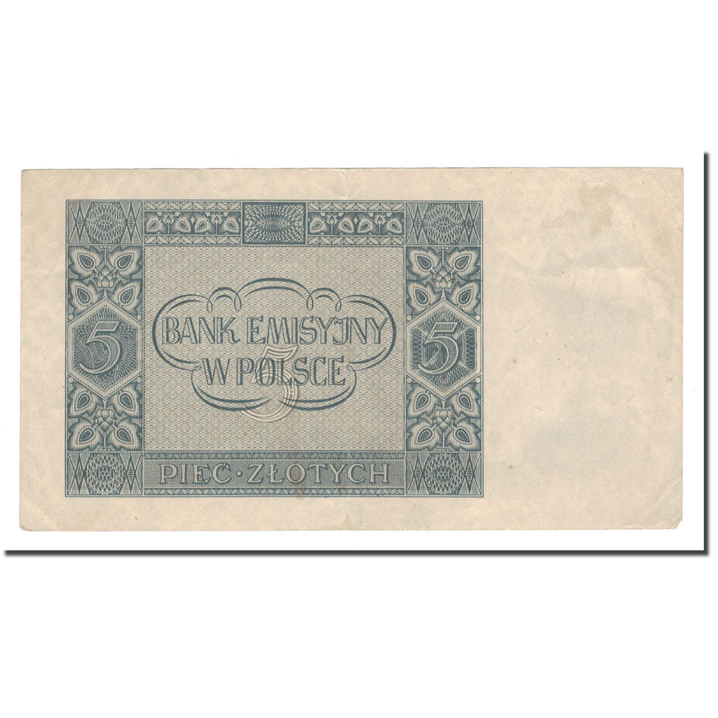 Banknote, Poland, 5 Zlotych, 1941, 1941-08-01, KM:101, AU(50-53)