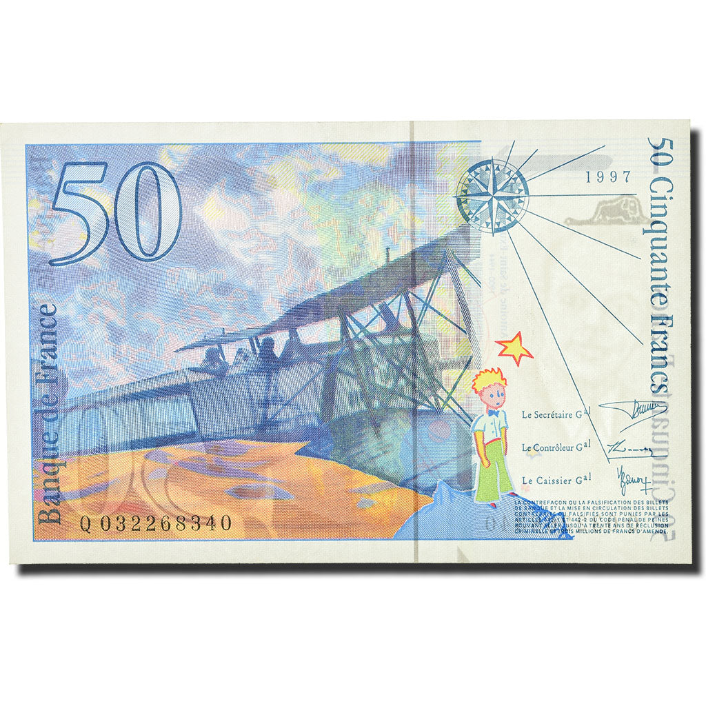 France, 50 Francs, 50 F 1992-1999 ''St Exupéry'', 1992-1999, 1997, AU(50-53)