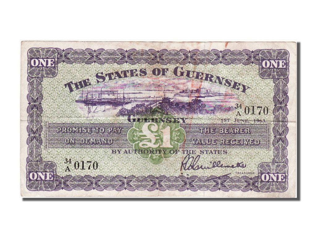 Guernsey, 1 Pound, 1963, KM #43b, 1963-06-01, VF(30-35), 34/A 0170