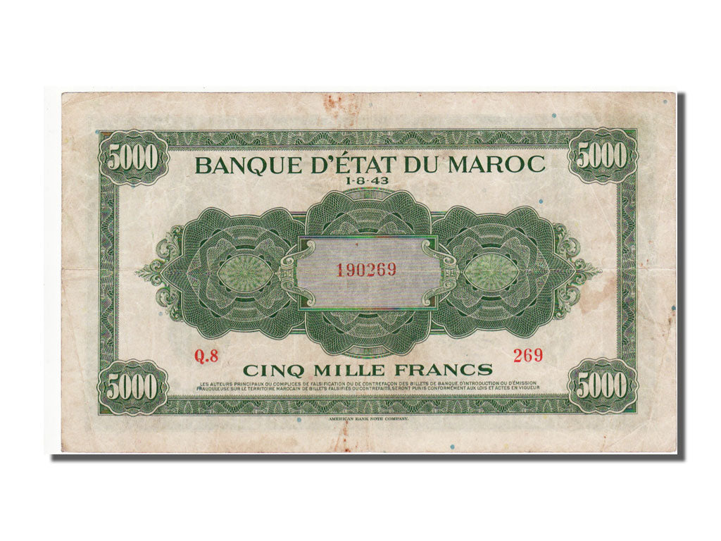 Maroc, 5000 Francs type Américain