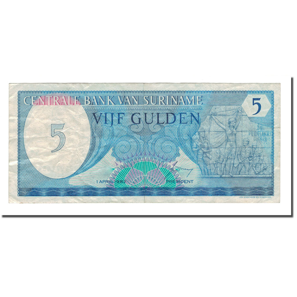 Biljet, Suriname, 5 Gulden, 1982, 1982-04-01, KM:125, TTB