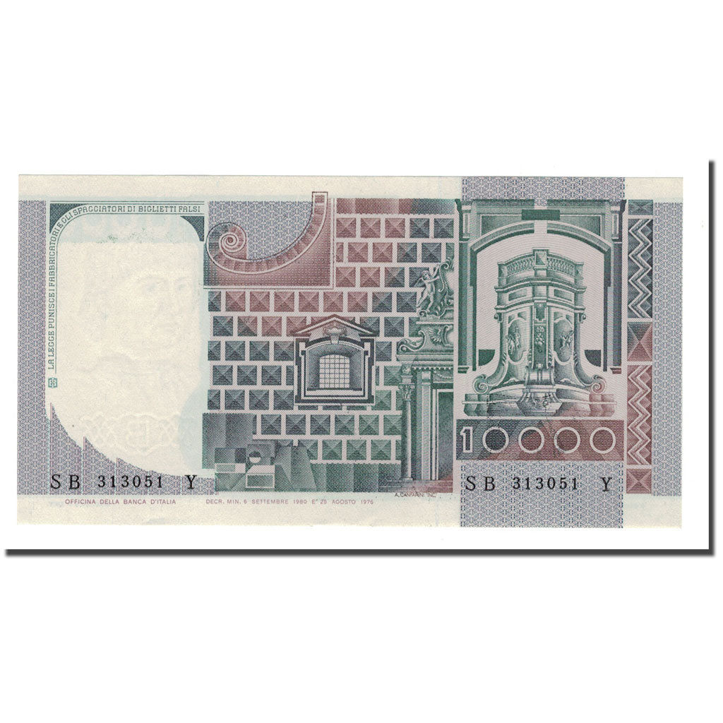 Banknot, Włochy, 10,000 Lire, 1976-1984, 1980-09-06, KM:106b, UNC(63)