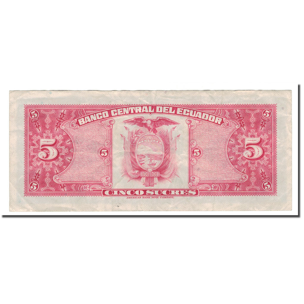 Banknote, Ecuador, 5 Sucres, 1975-83, 1983-04-20, KM:108b, VF(20-25)
