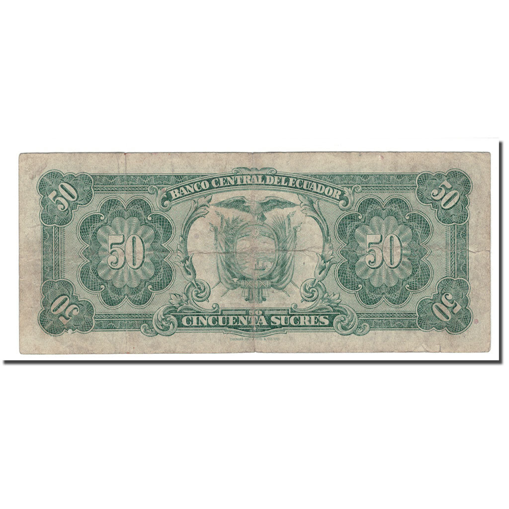 Banknote, Ecuador, 50 Sucres, 1957-82, 1982-08-20, KM:116e, VF(20-25)