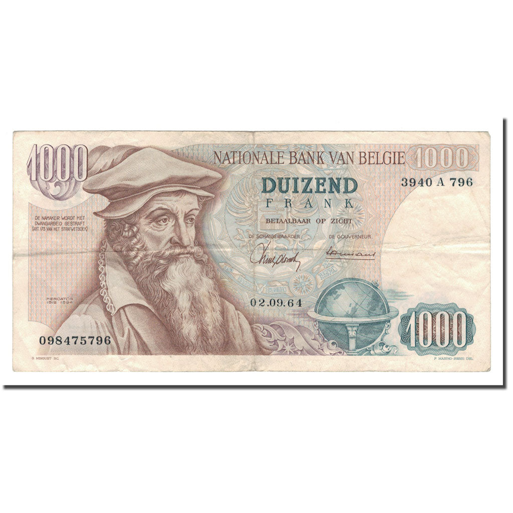 Banknote, Belgium, 1000 Francs, 1961-75, KM:136a, EF(40-45)