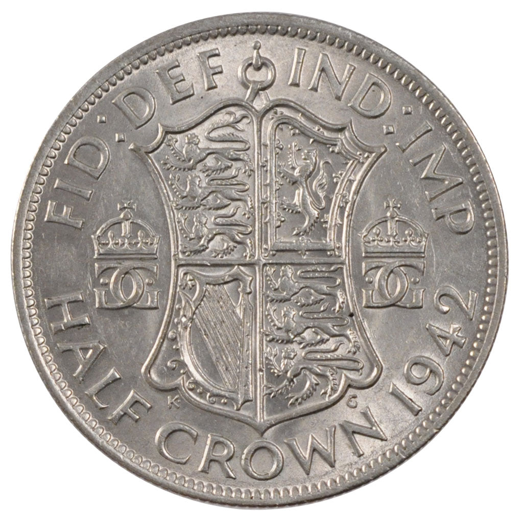 GREAT BRITAIN, 1/2 Crown, 1942, KM #856, AU(55-58), Silver, 32.3, 14.18