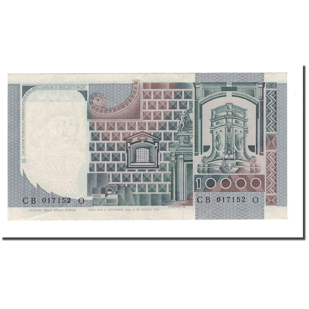 Biljet, Italië, 10,000 Lire, 1976-1984, 1980-09-06, KM:106b, TTB+