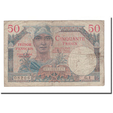 France, 50 Francs, 1947 French Treasury, 1947, VG(8-10), Fayette:31.1, KM:M8