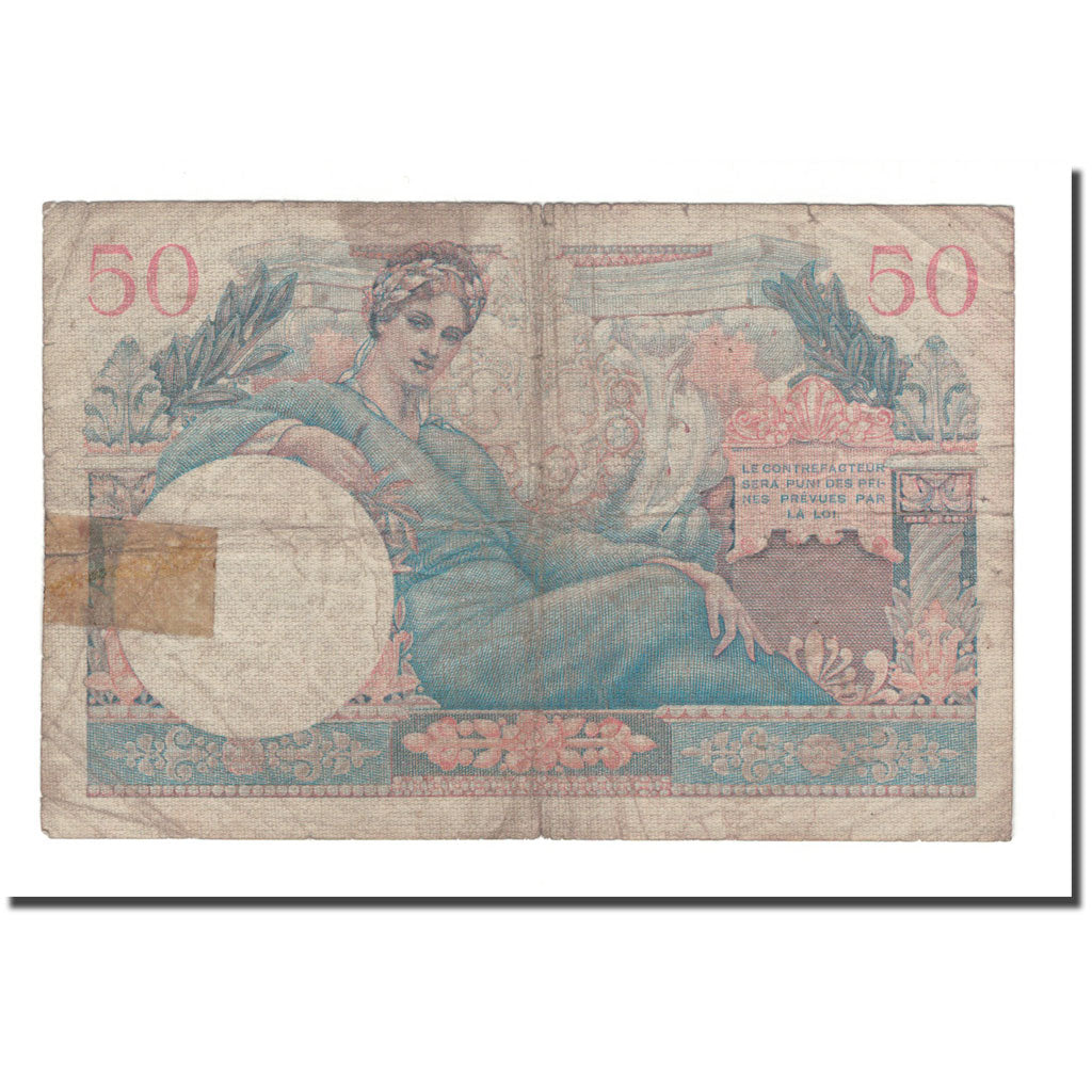 France, 50 Francs, 1947 French Treasury, 1947, VG(8-10), Fayette:31.1, KM:M8