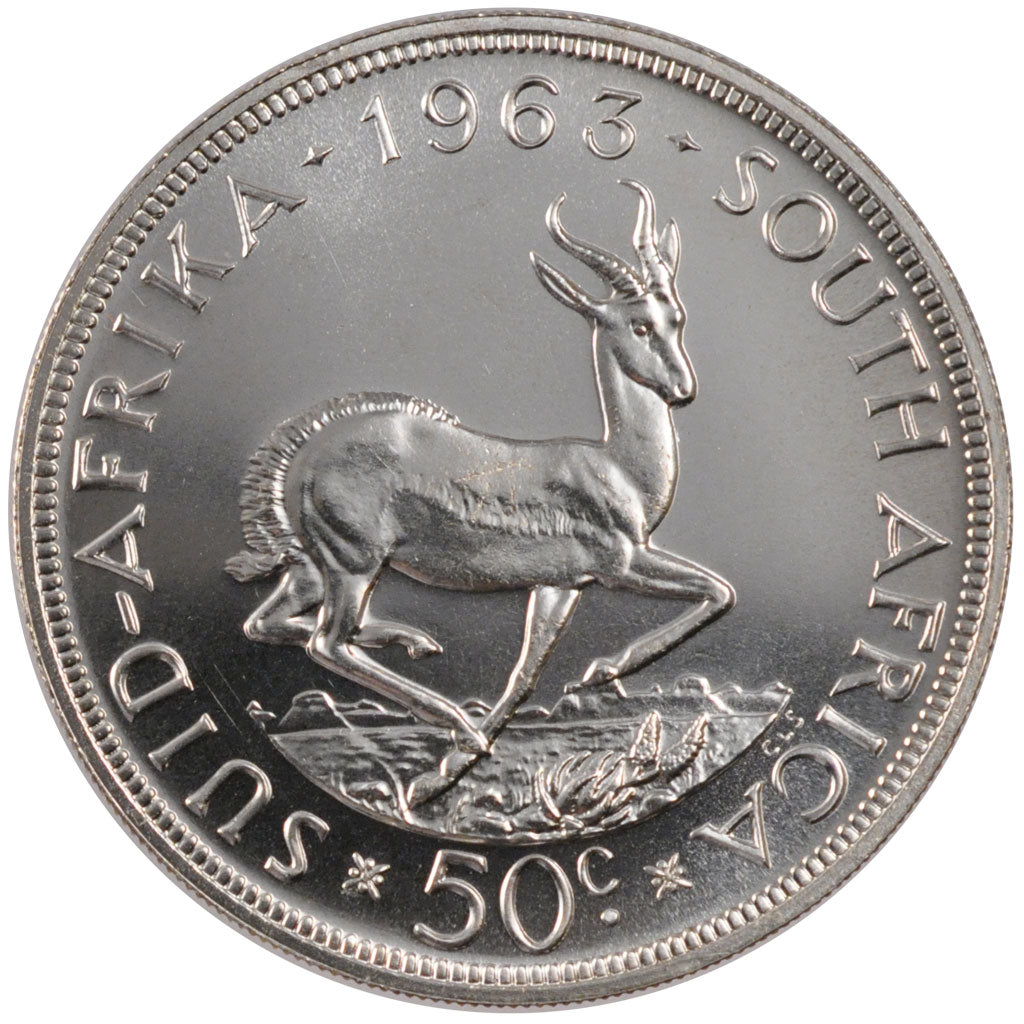 SOUTH AFRICA, 50 Cents, 1963, KM #62, MS(60-62), Silver, 28.35