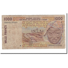 Banknote, West African States, 1000 Francs, 1991-2003, 1999, KM:911Sc, VG(8-10)