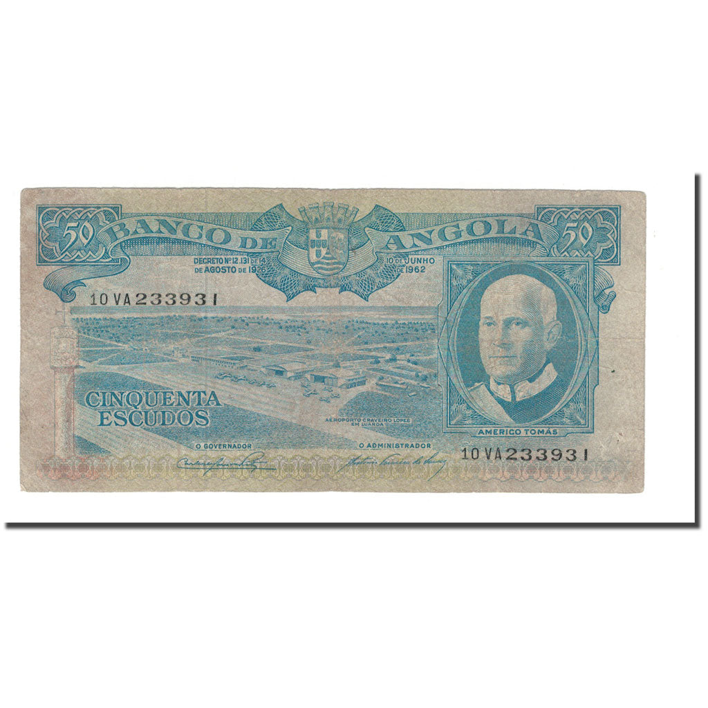 Billet, Angola, 50 Escudos, 1962, 1962-06-10, KM:93, B+