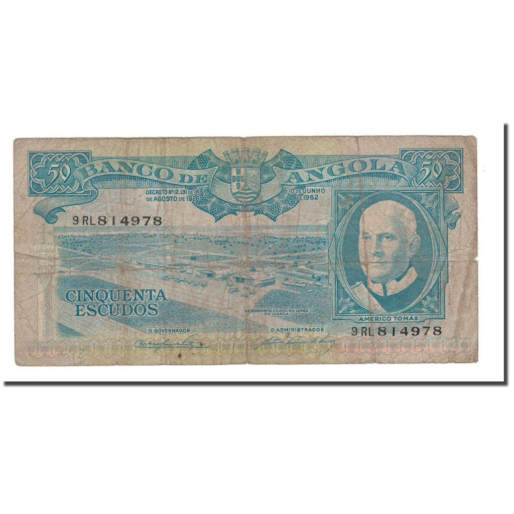 Banknote, Angola, 50 Escudos, 1962, 1962-06-10, KM:93, VG(8-10)