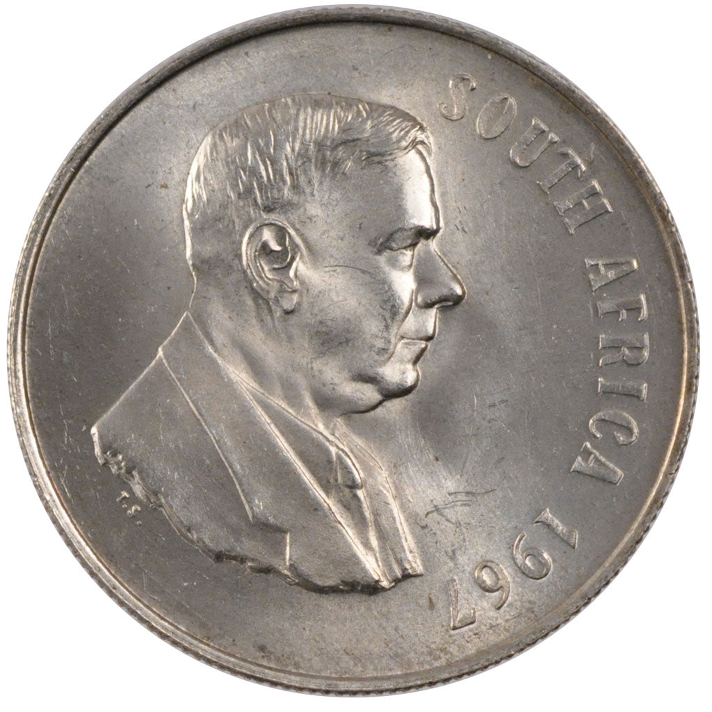 SOUTH AFRICA, Rand, 1967, KM #72.1, MS(60-62), Silver, 14.98