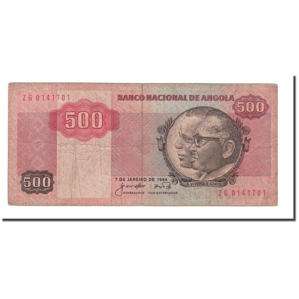 Banknote, Angola, 500 Kwanzas, 1984, 1984-01-07, KM:120A, VG(8-10)