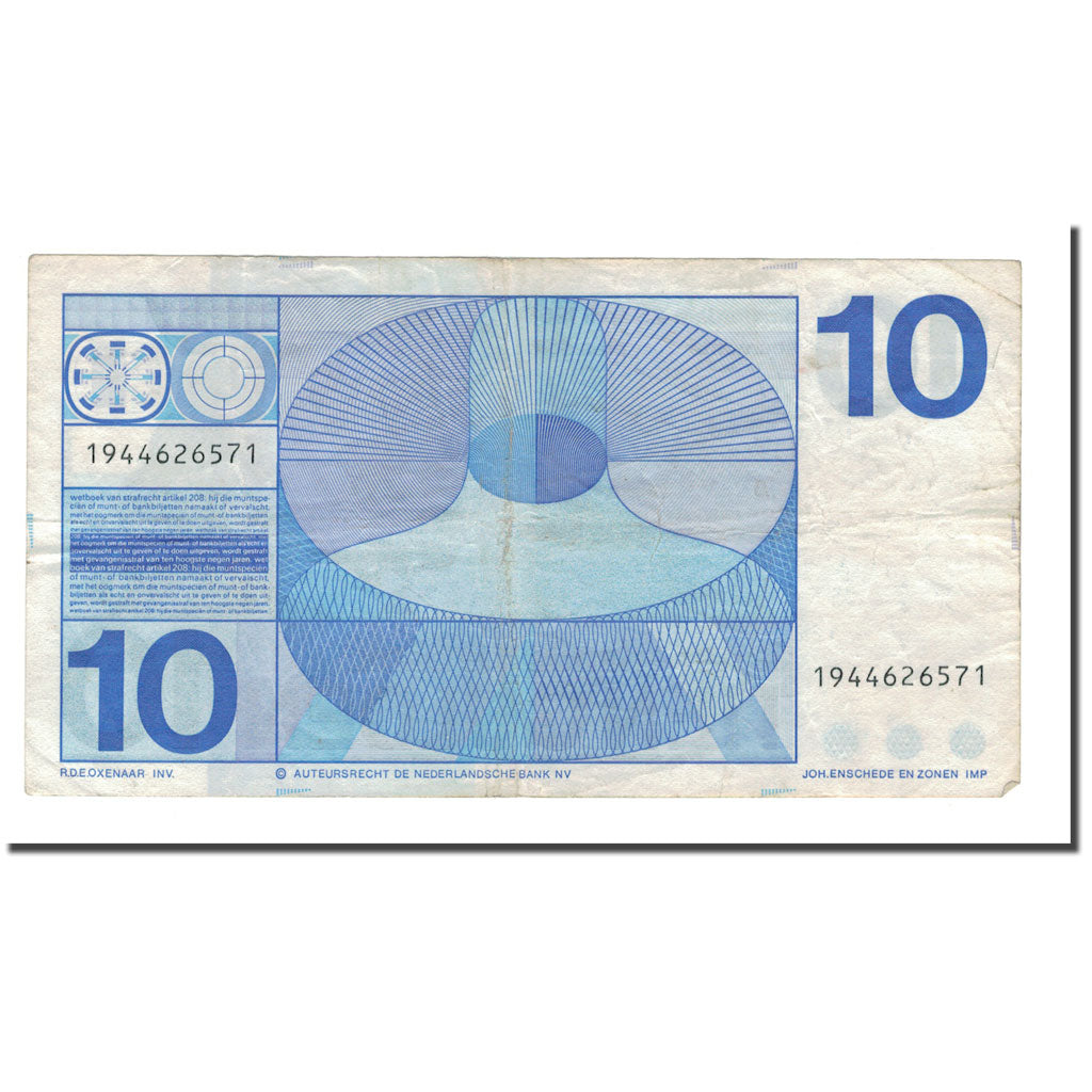 Banknote, Netherlands, 10 Gulden, 1968, 1968-04-25, KM:91a, VF(20-25)