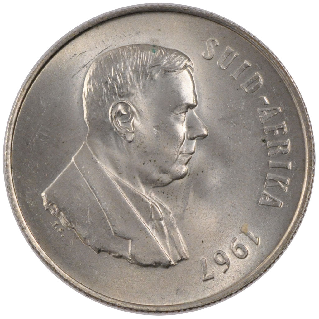 SOUTH AFRICA, Rand, 1967, KM #72.2, MS(60-62), Silver, 15.00