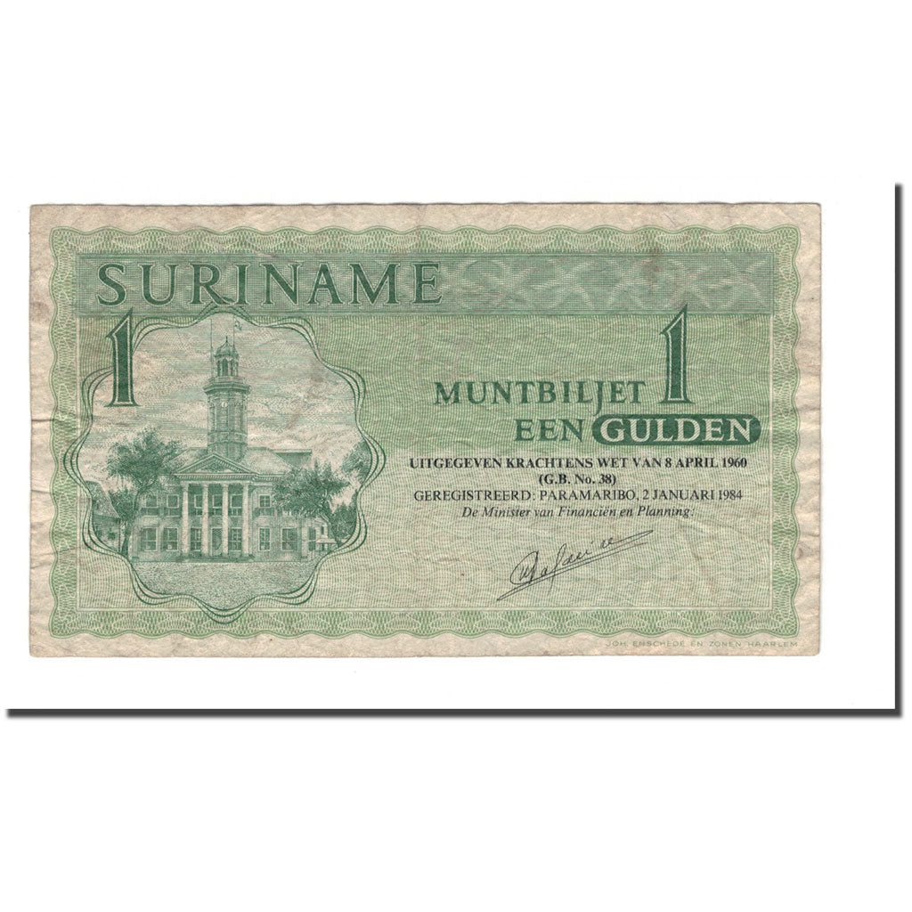 Billet, Surinam, 1 Gulden, 1961-1986, 1984-01-02, KM:116g, B+