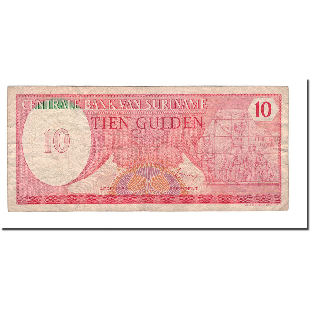 Billet, Surinam, 10 Gulden, 1982, 1982-04-01, KM:126, B+