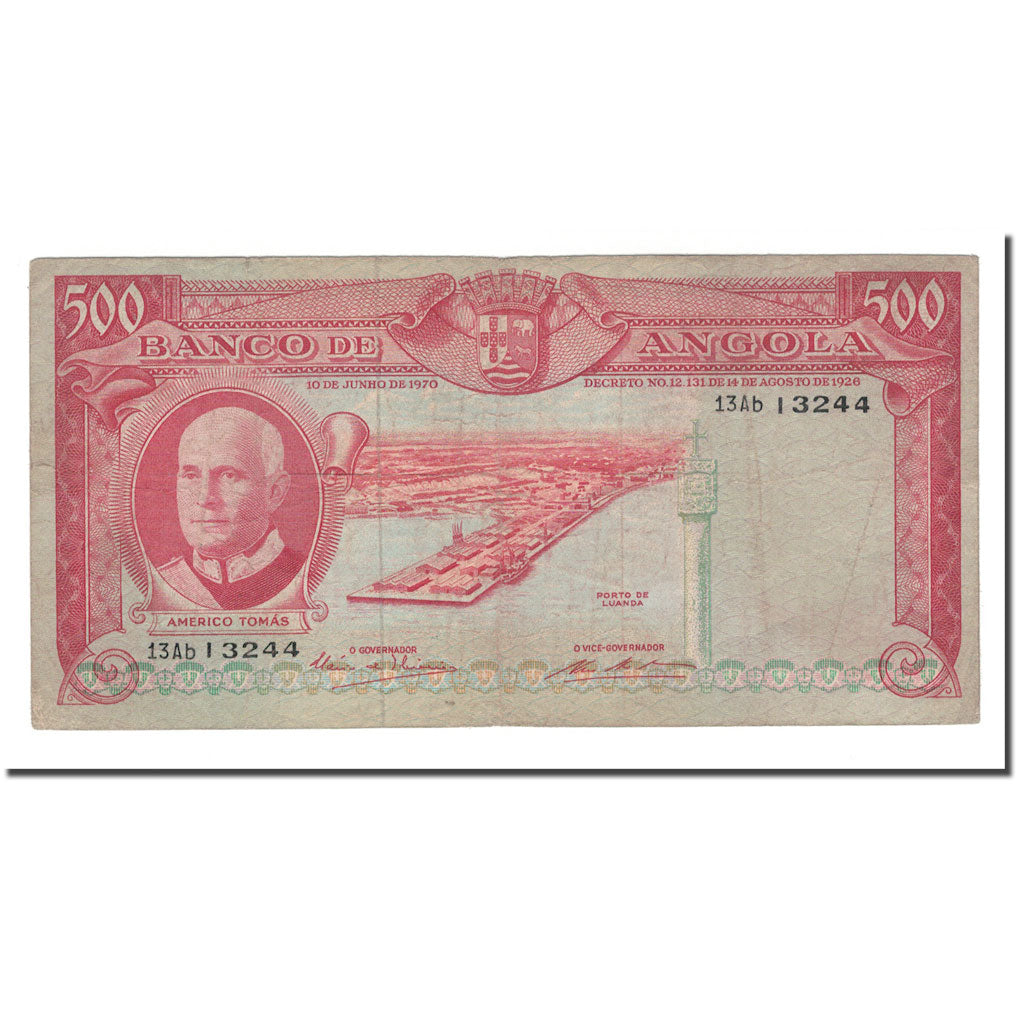 Banknote, Angola, 500 Escudos, 1970, 1970-06-10, KM:97, VF(20-25)