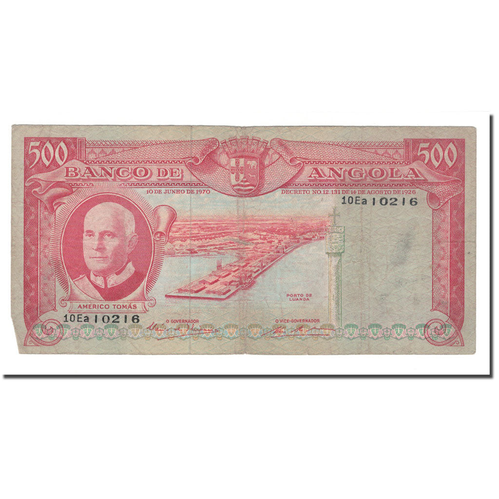 Billet, Angola, 500 Escudos, 1970, 1970-06-10, KM:97, TB