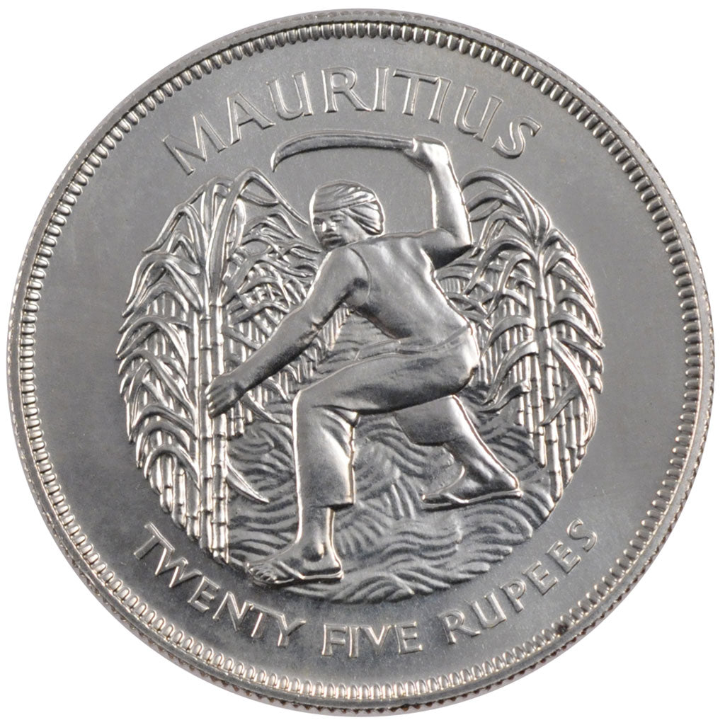 MAURITIUS, 25 Rupees, 1977, KM #43, MS(65-70), Silver, 28.46