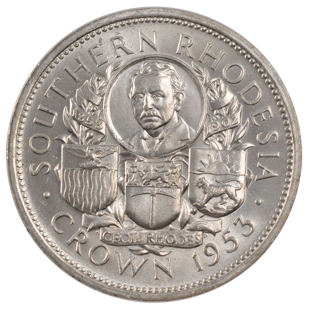 SOUTHERN RHODESIA, Crown, 1953, KM #27, MS(60-62), Silver, 38.5, 28.36