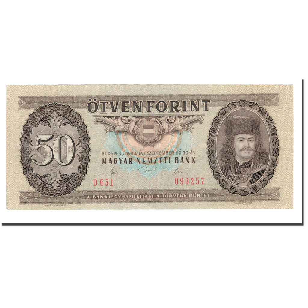 Banknot, Węgry, 50 Forint, 1980, 1980-09-30, KM:170d, EF(40-45)