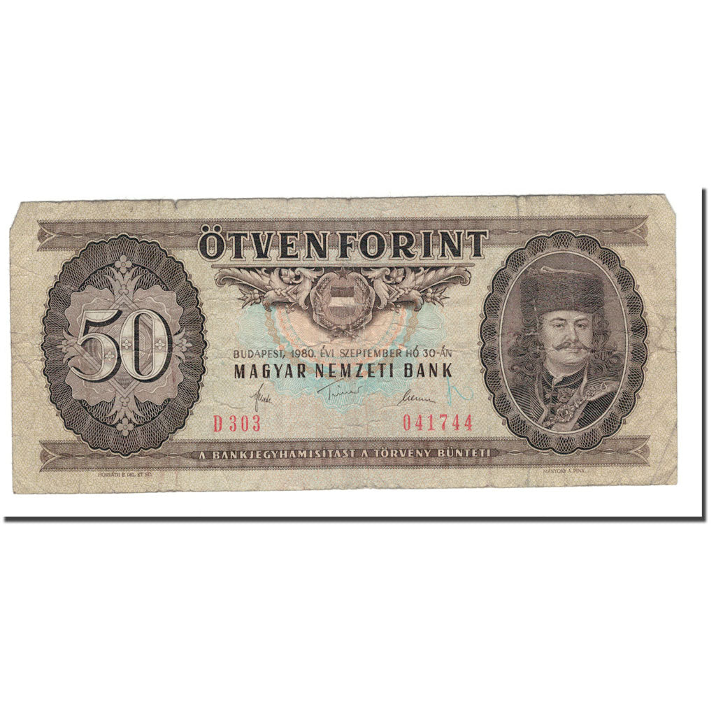 Billet, Hongrie, 50 Forint, 1980, 1980-09-30, KM:170d, B