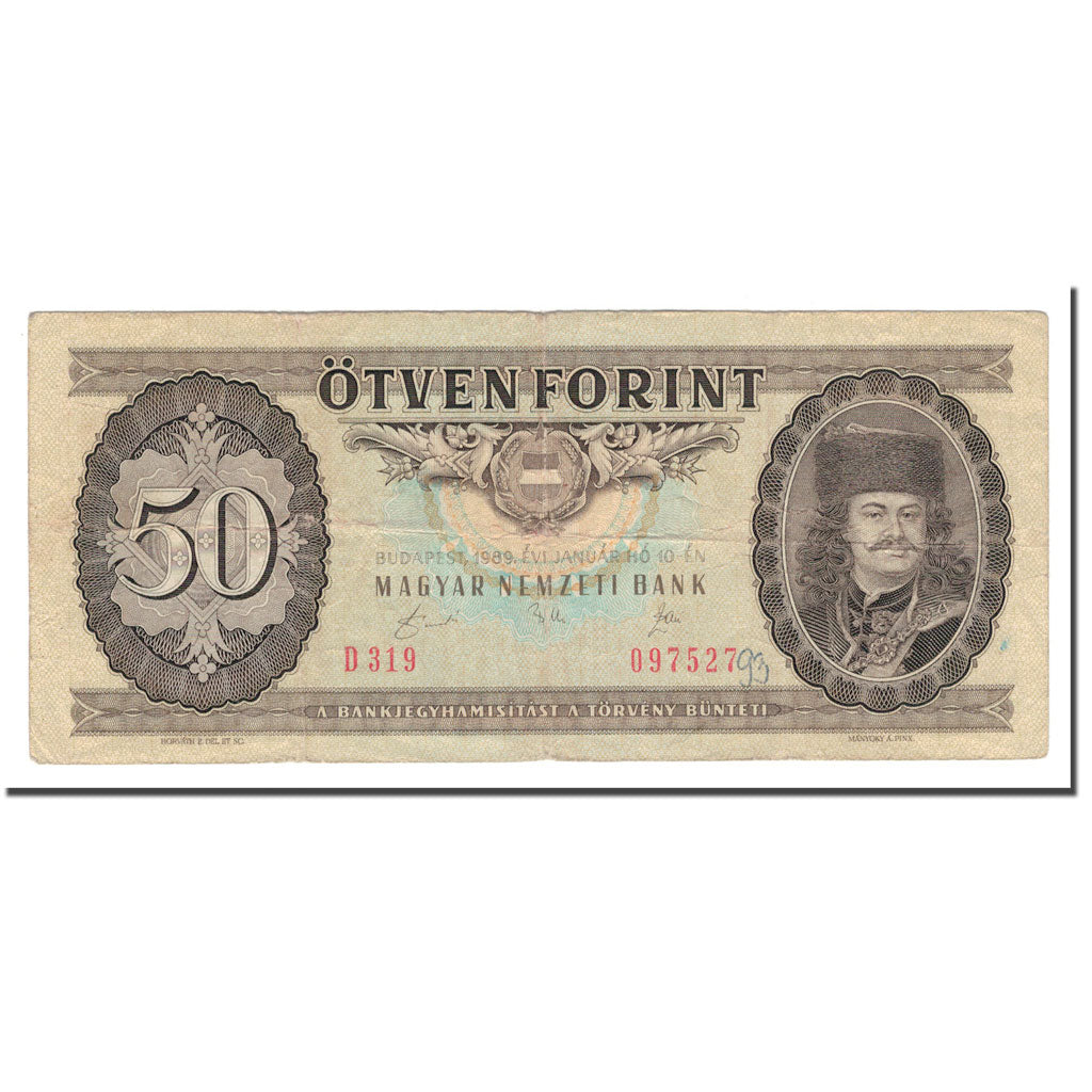Billet, Hongrie, 50 Forint, 1989, 1989-01-10, KM:170h, TTB