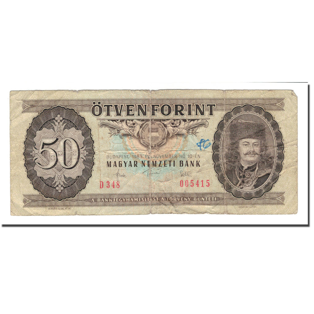 Banknote, Hungary, 50 Forint, 1965-89, 1983-11-10, KM:170f, VG(8-10)