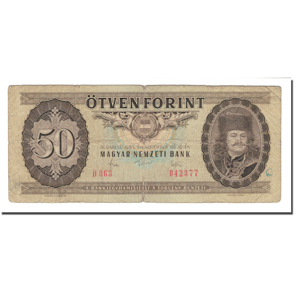 Banknote, Hungary, 50 Forint, 1965-89, 1983-11-10, KM:170f, VF(30-35)
