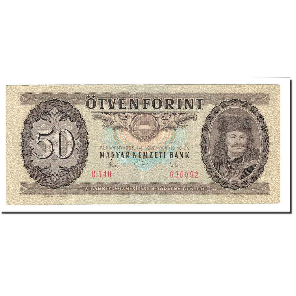 Billet, Hongrie, 50 Forint, 1965-89, 1983-11-10, KM:170f, TB+