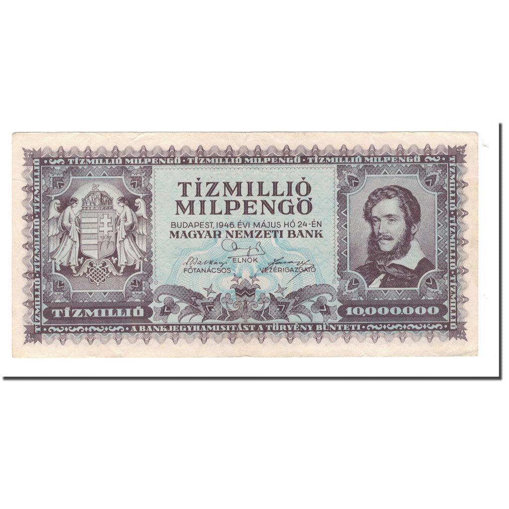 Banknote, Hungary, 10 Million Milpengö, 1946, 1946-05-24, KM:129, VF(30-35)