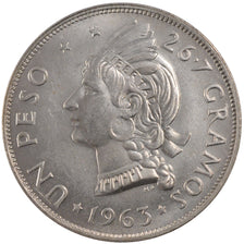 DOMINICAN REPUBLIC, Peso, 1963, KM #30, MS(60-62), Silver, 38, 26.65