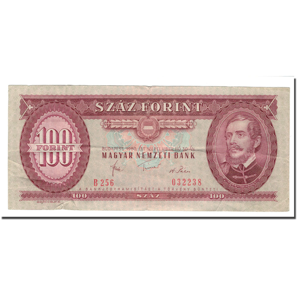 Biljet, Hongarije, 100 Forint, 1957-89, 1980-09-30, KM:171f, B