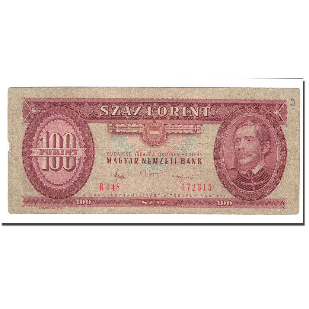 Banknot, Węgry, 100 Forint, 1957-89, 1984-10-30, KM:171g, F(12-15)