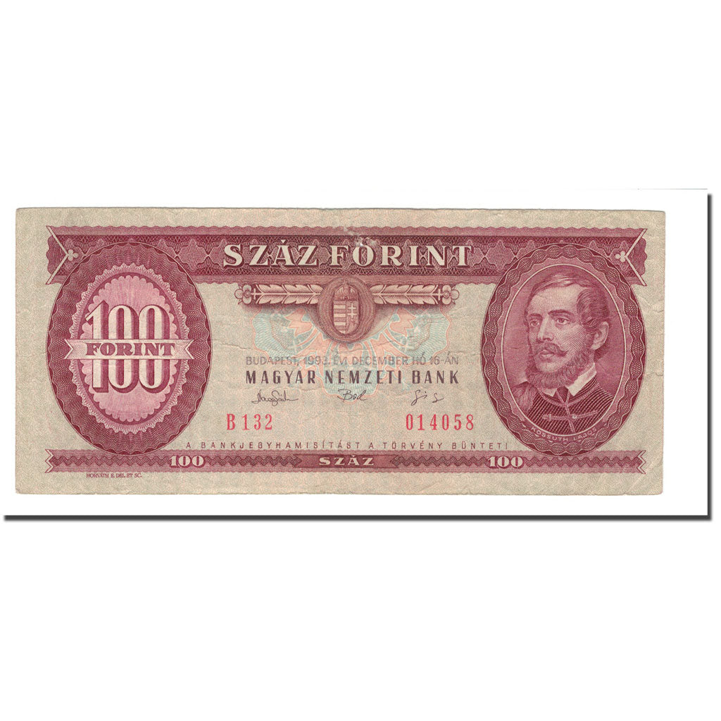 Banknote, Hungary, 100 Forint, 1992-95, 1993-12-16, KM:174b, VF(20-25)