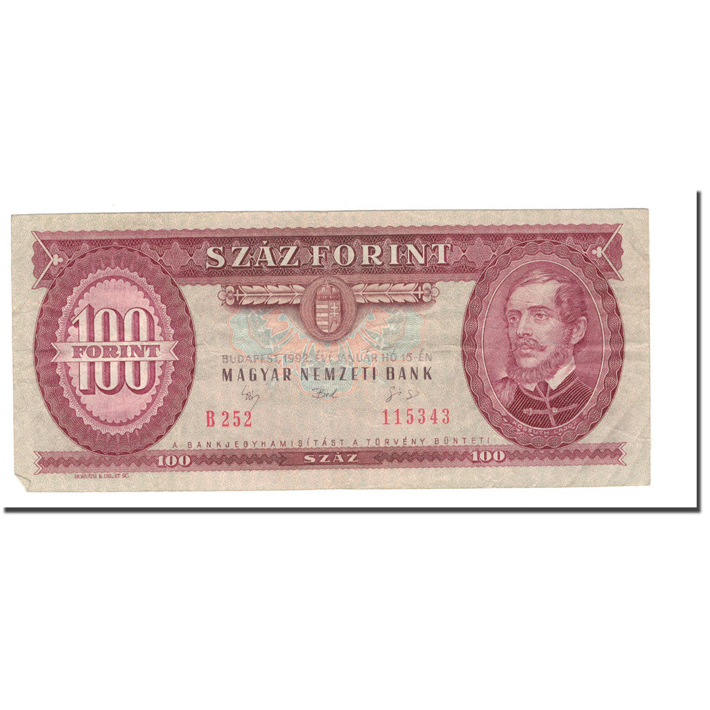 Billet, Hongrie, 100 Forint, 1992-1995, 1992-01-15, KM:174a, TB
