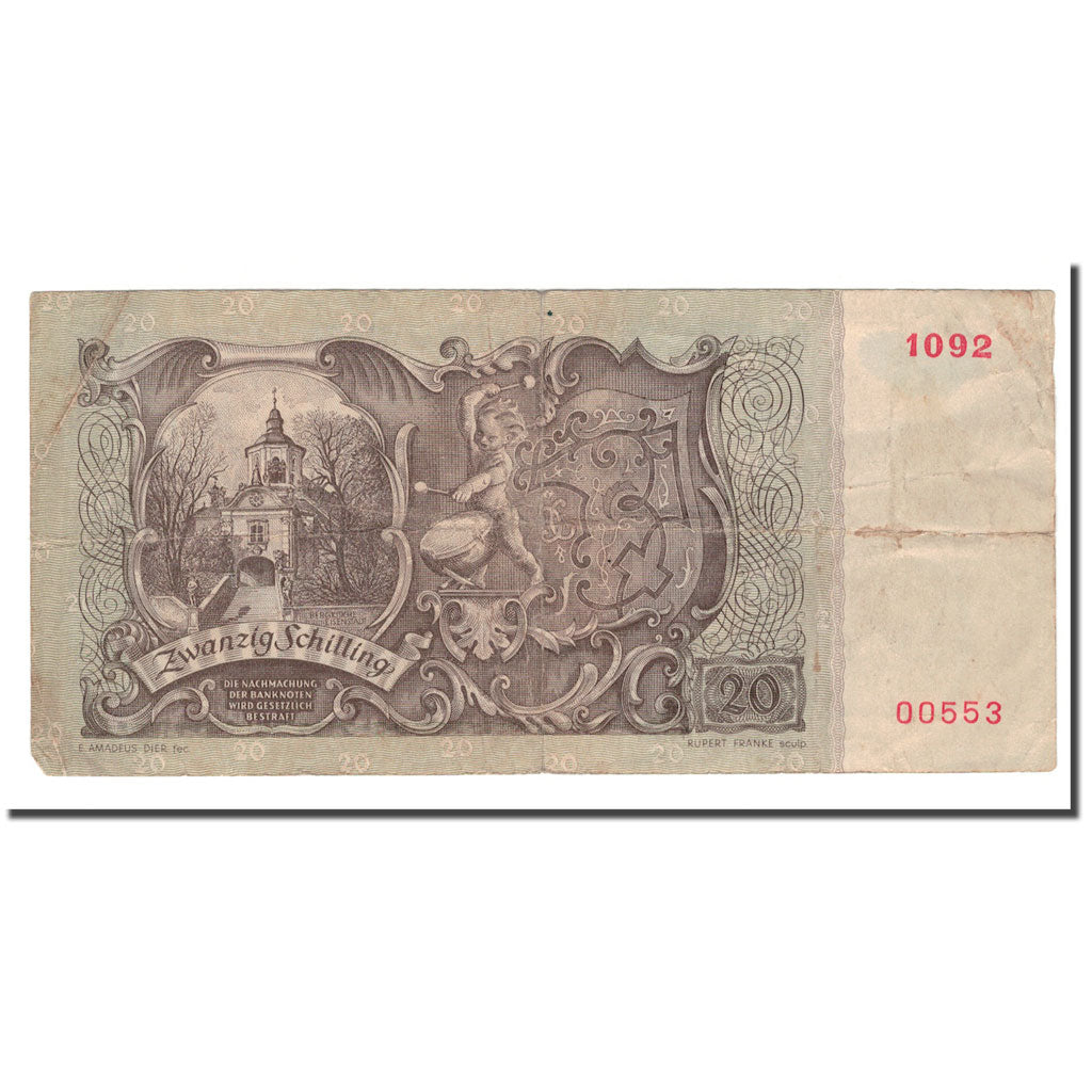 Banknote, Austria, 20 Schilling, 1950, 1950-01-02, KM:129a, VG(8-10)