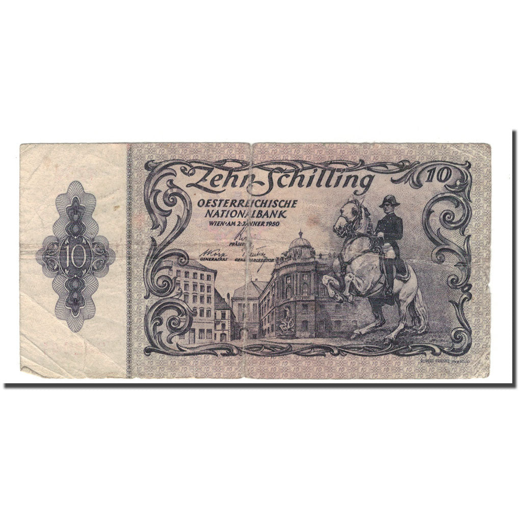 Banknote, Austria, 10 Schilling, 1950, 1950-01-02, KM:127, VG(8-10)