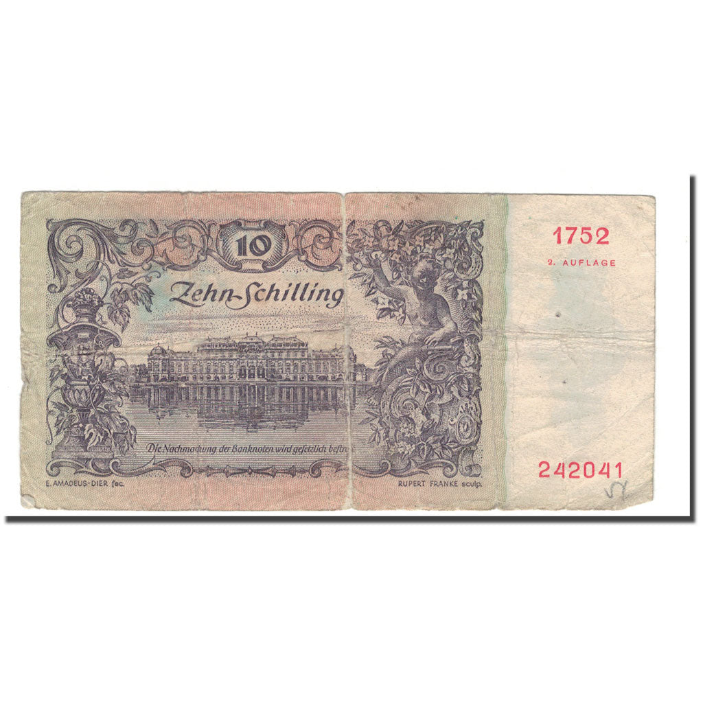 Banknote, Austria, 10 Schilling, 1950, 1950-01-02, KM:127, VG(8-10)