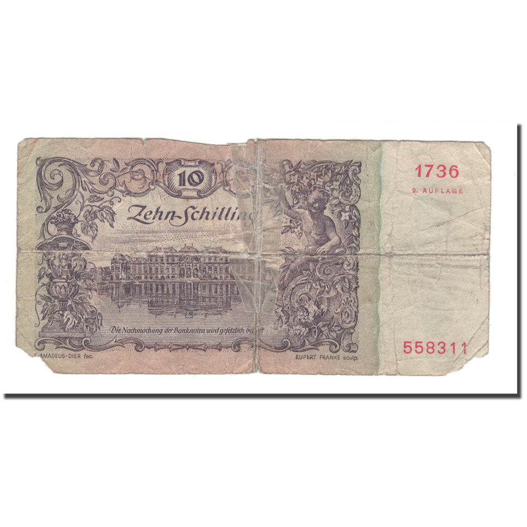 Banknote, Austria, 10 Schilling, 1950, 1950-01-02, KM:127, VG(8-10)