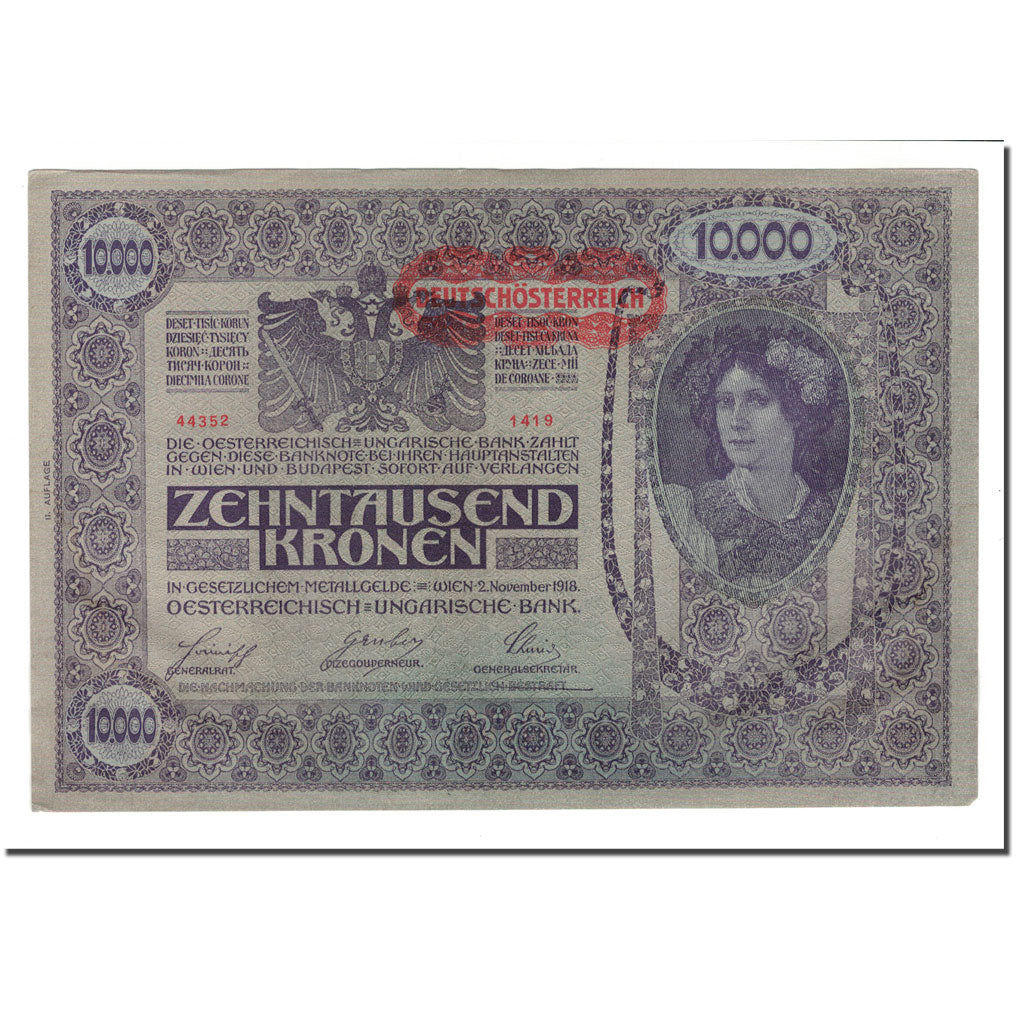 Banknote, Austria, 10,000 Kronen, 1919, 1918-11-02, KM:65, UNC(63)