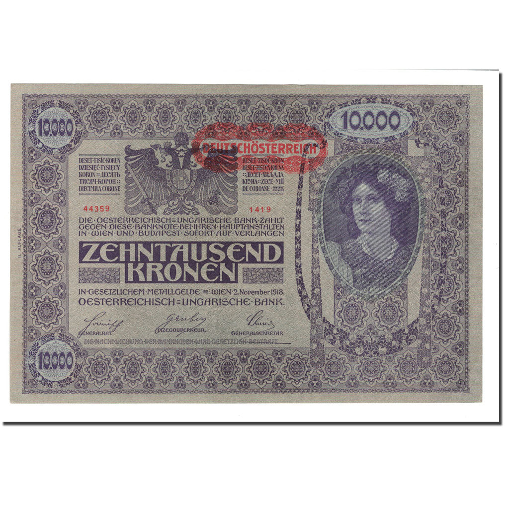 Banknote, Austria, 10,000 Kronen, 1919, 1918-11-02, KM:65, UNC(64)