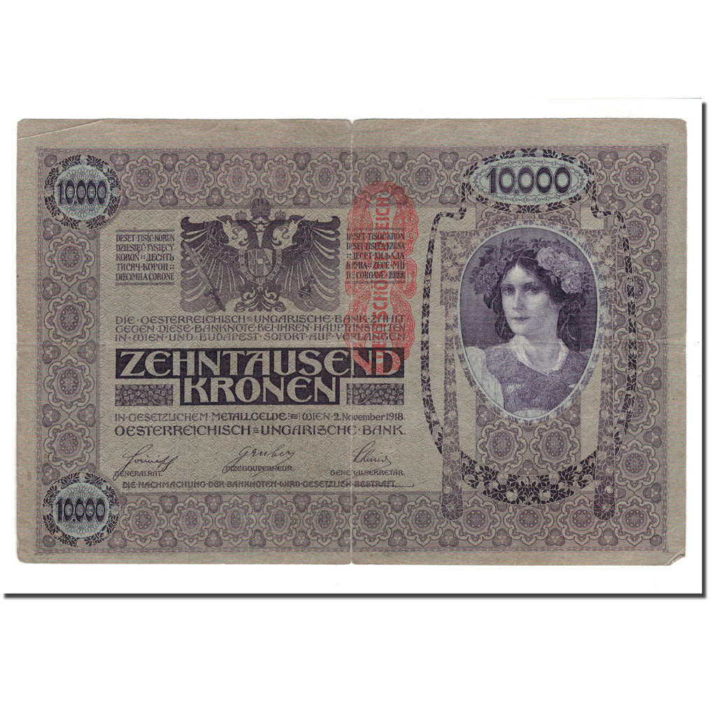 Banknote, Austria, 10,000 Kronen, 1919, 1918-11-02, KM:25, F(12-15)