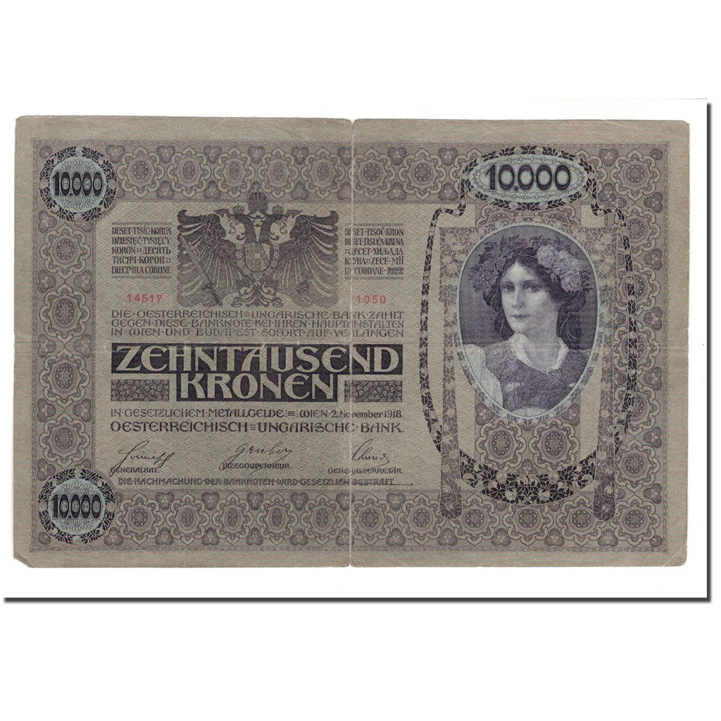 Banknote, Austria, 10,000 Kronen, 1919, 1918-11-02, KM:25, F(12-15)